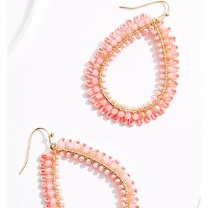 Pink Beaded Teardrop Earrings